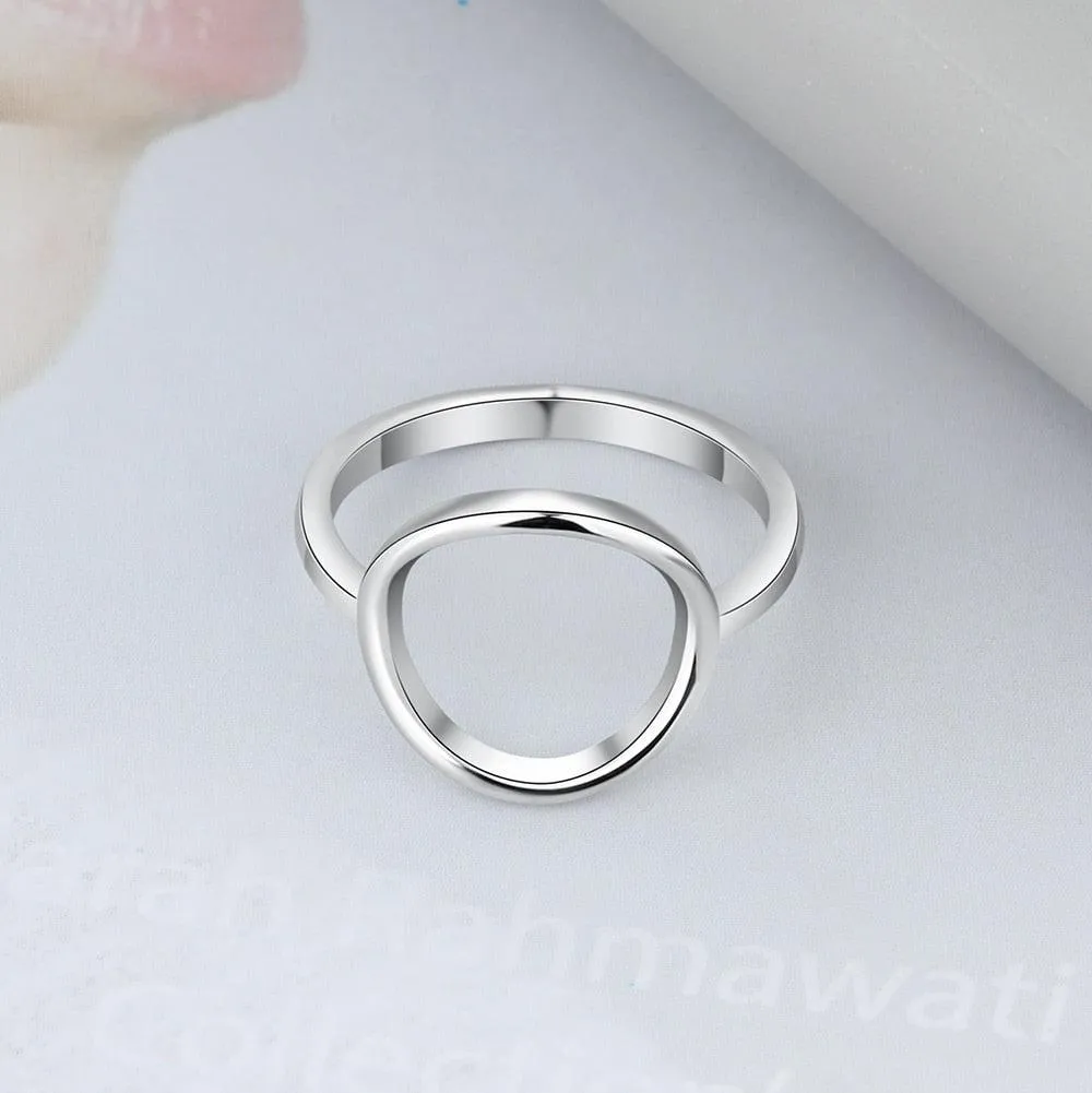 925 Sterling Silver Simple Style Hollow Round Rings