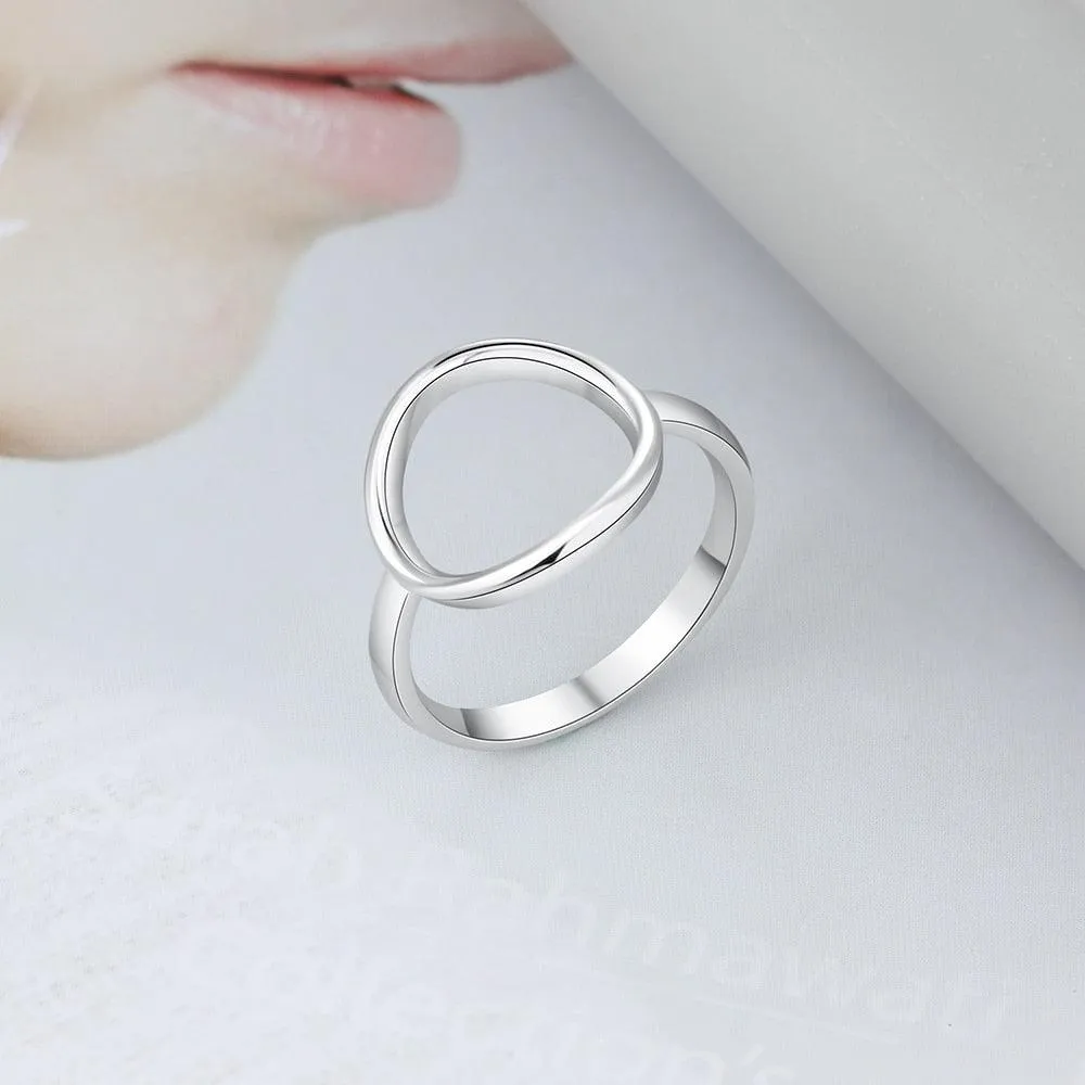 925 Sterling Silver Simple Style Hollow Round Rings