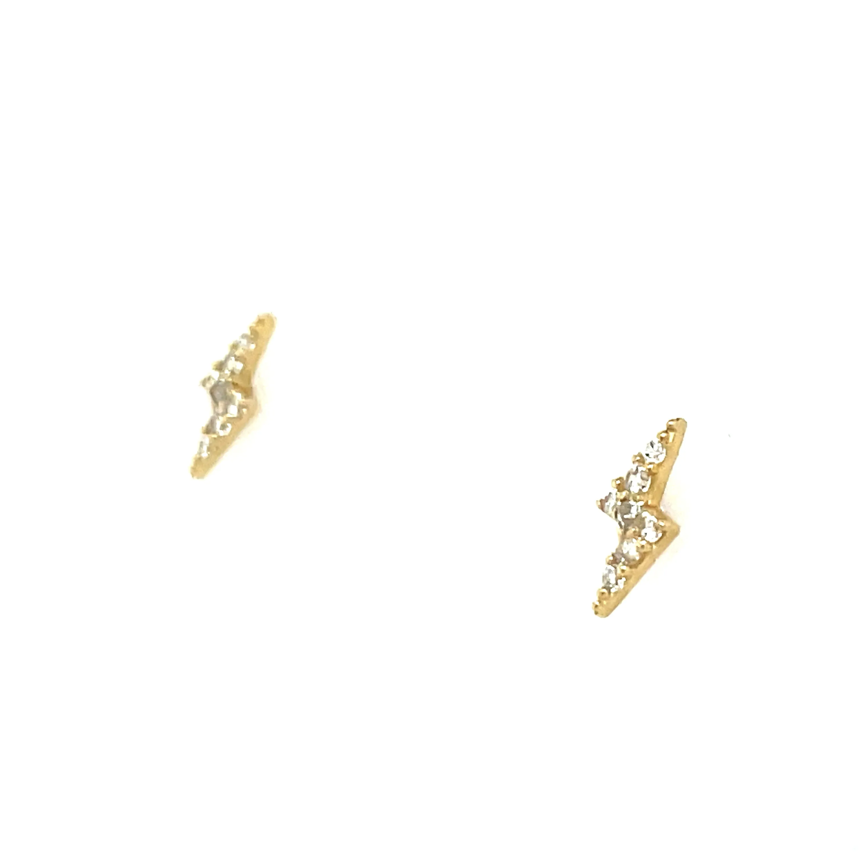 9ct Yellow Gold Lightening Bolt Stud Earrings