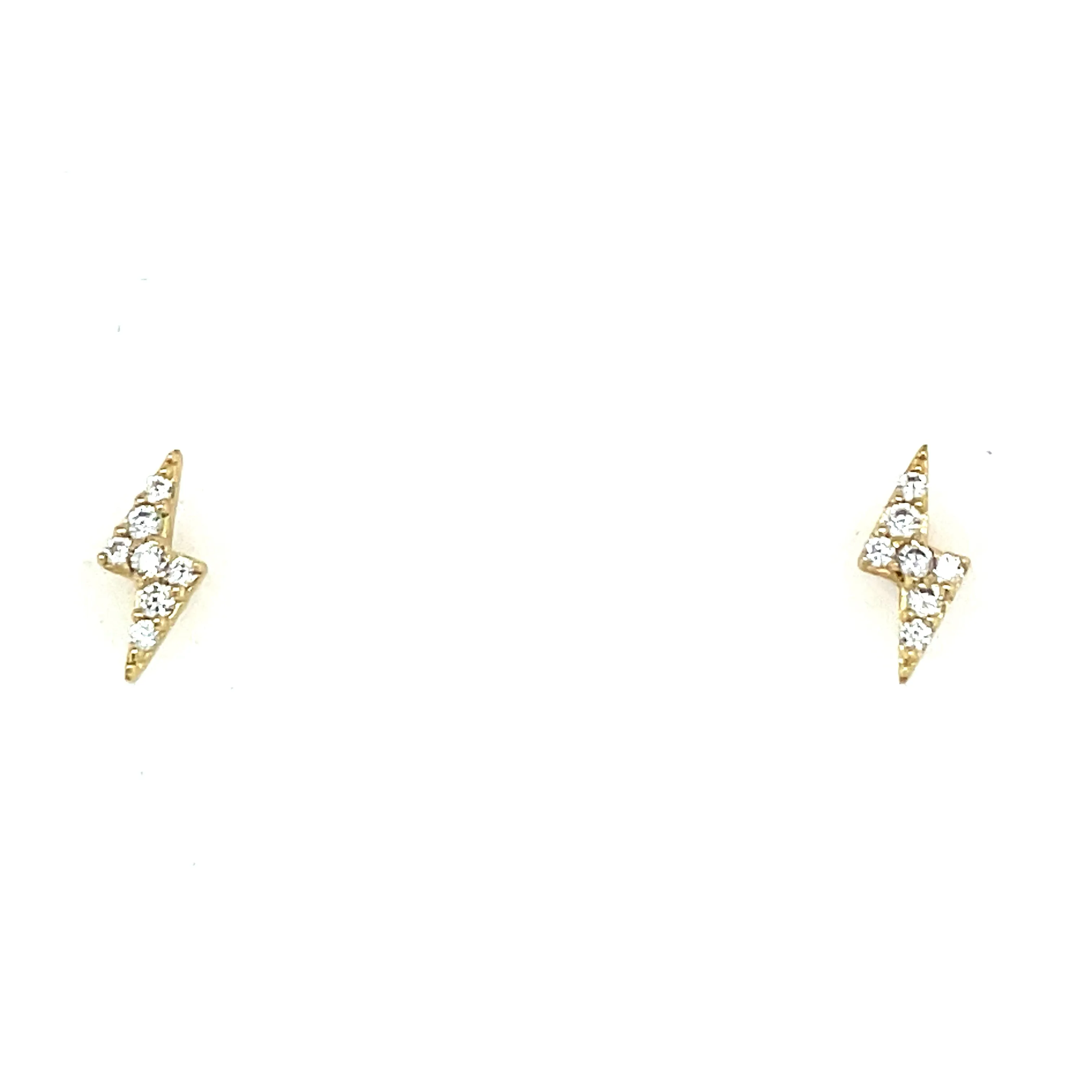9ct Yellow Gold Lightening Bolt Stud Earrings