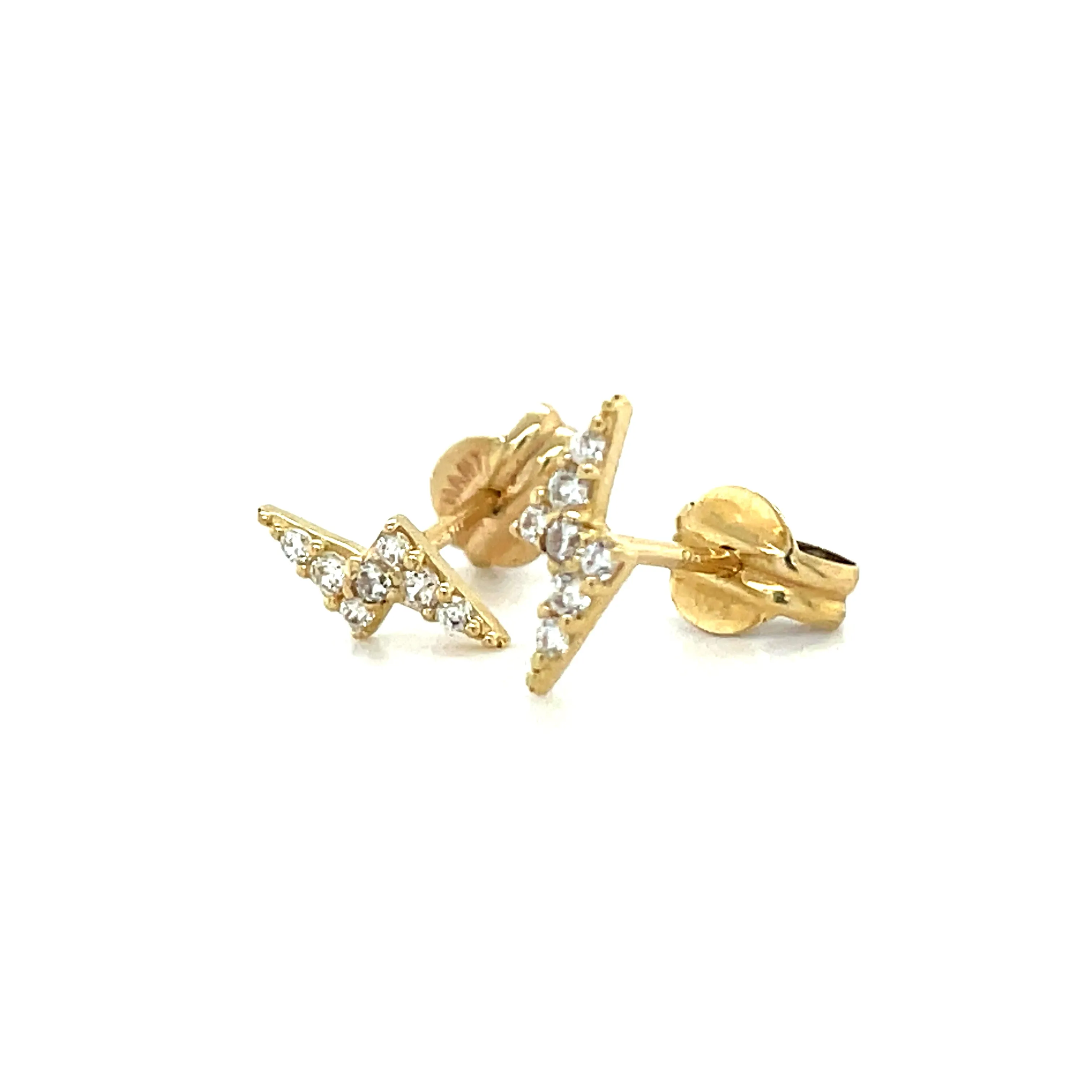 9ct Yellow Gold Lightening Bolt Stud Earrings