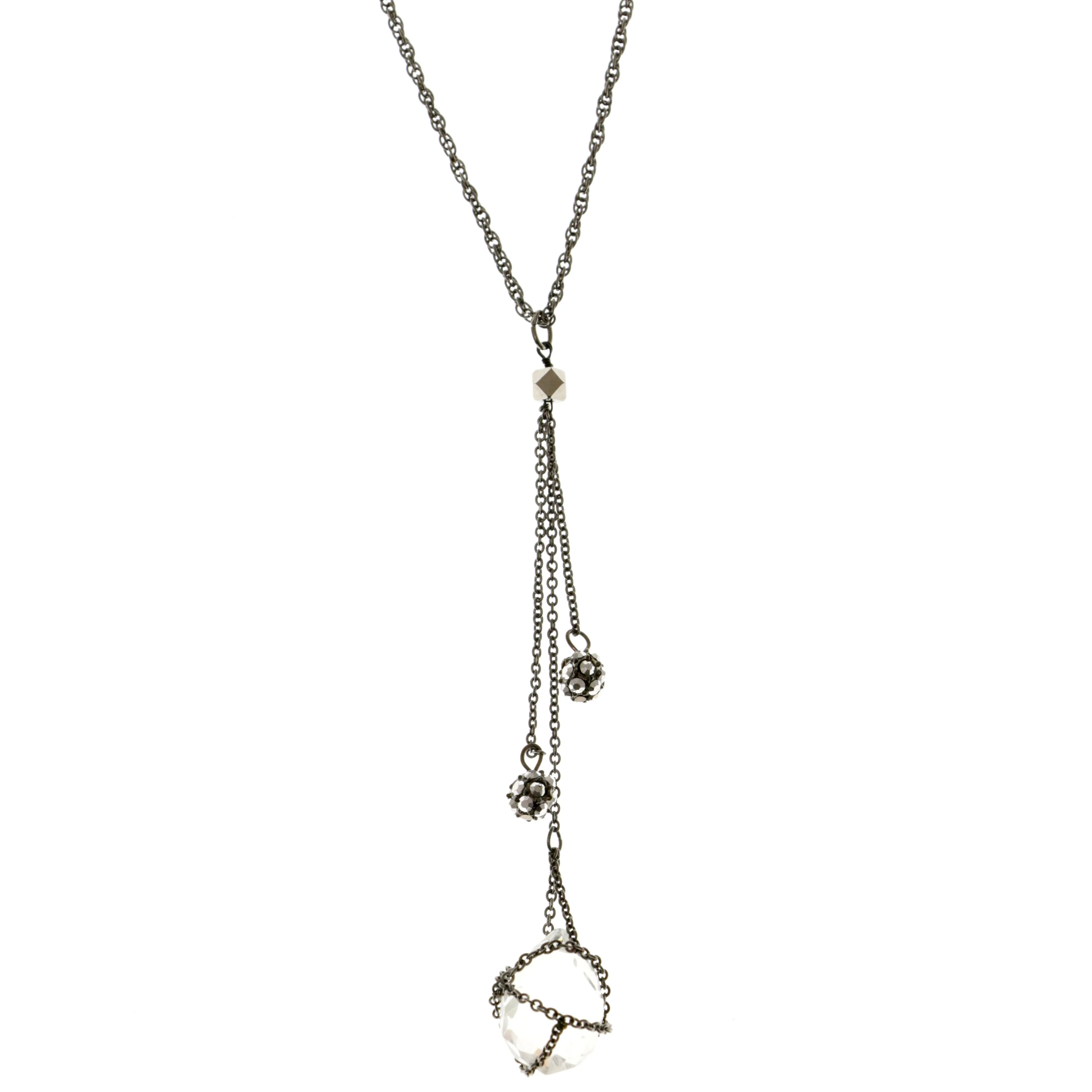 Adjustable Length Statement-Necklace With Crystal Accents  Black Color #3271
