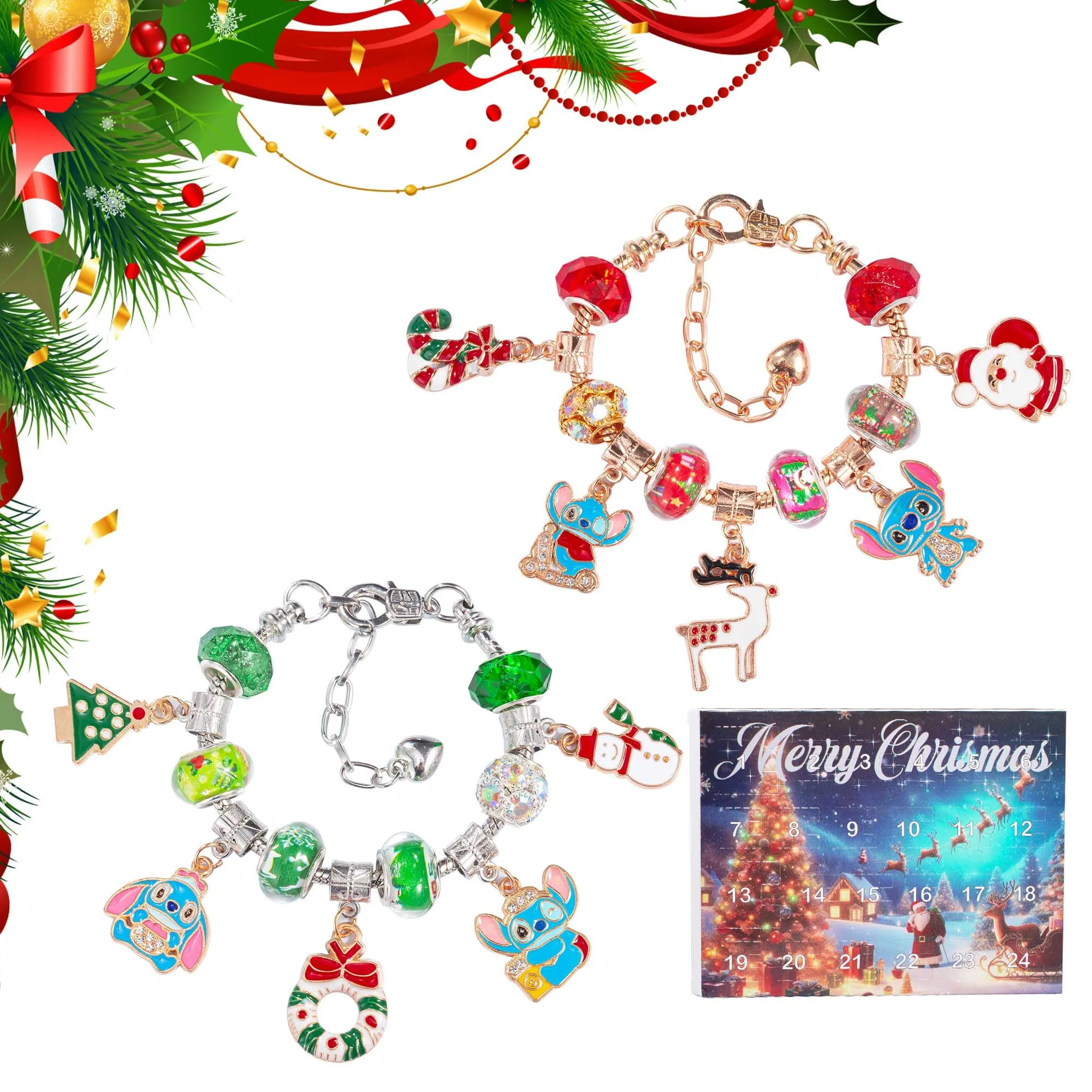 Advent Calendar 2024 Kids, 24 Days Christmas Countdown Calendar with Bracelet