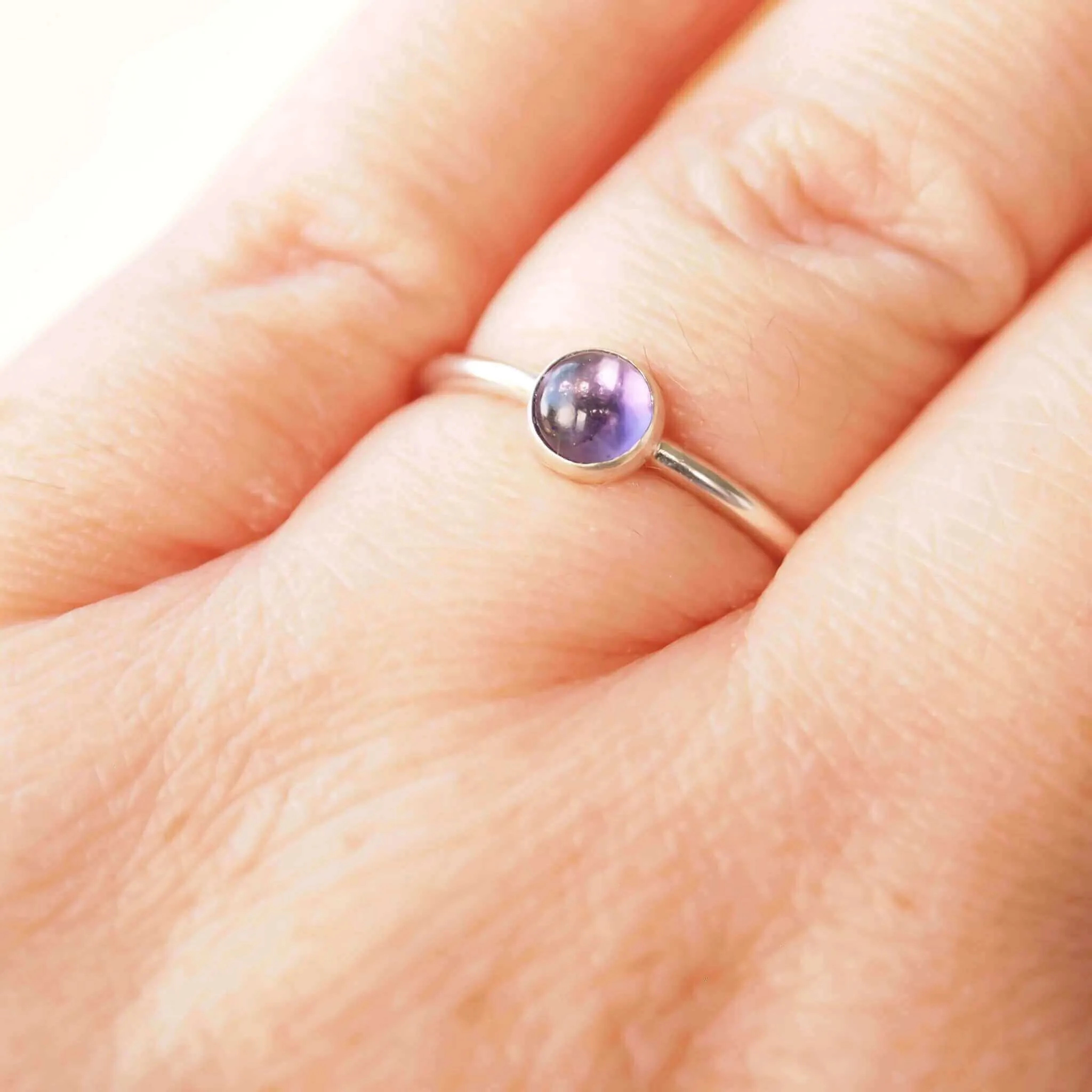 Amethyst Ring: Round Band with 5mm stone