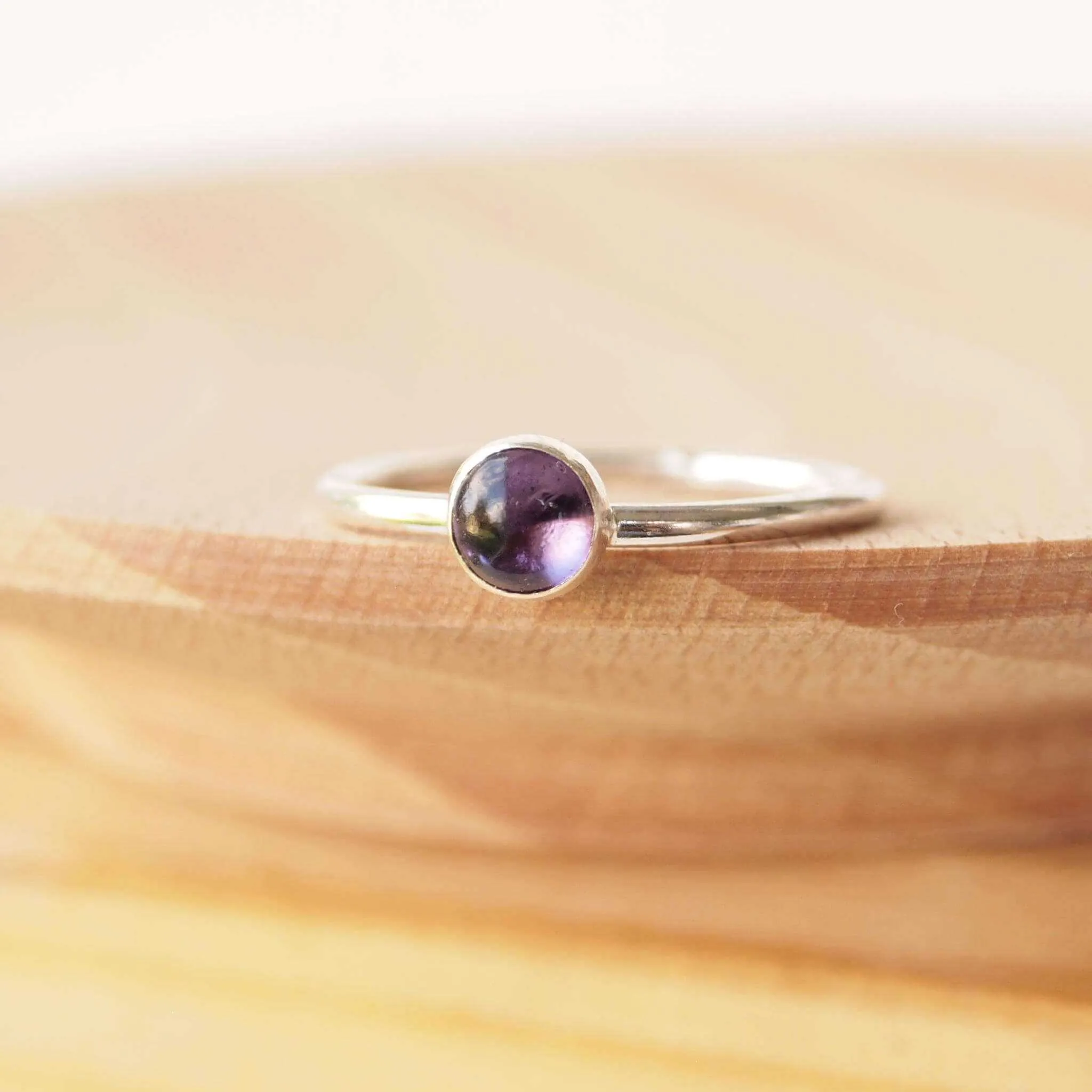 Amethyst Ring: Round Band with 5mm stone