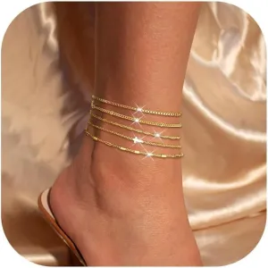 Ankle Bracelets for Women Gold Anklets Summer Beach Vacation Outfits Cuba Paperclip Anklet Dainty Link Chain Ankles Foot Jewelry