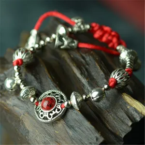 Anklet Cool Red Rope  with Hollow Bell