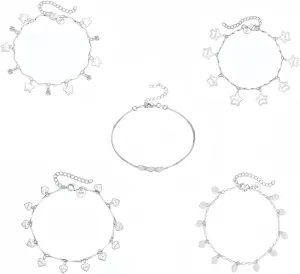 Anklets for Women, 925 Silver Anklets set, Ankle Bracelets for Women, Dainty Foot Jewelry, Waterproof Summer Accessories