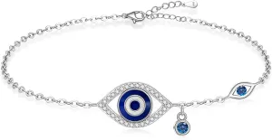 Anklets for Women Evil Eye Anklets for Women Sterling Silver 925 Mothers Day Jewelry Waterproof Adjustable Nice Evil Eye Gift Protection