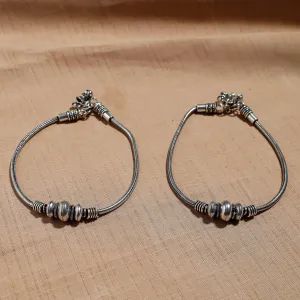 Antique Finish Oxidised German Silver Anklets
