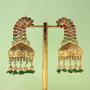 Antique Gold Kemp Pearls Kalangi Bridal Earrings