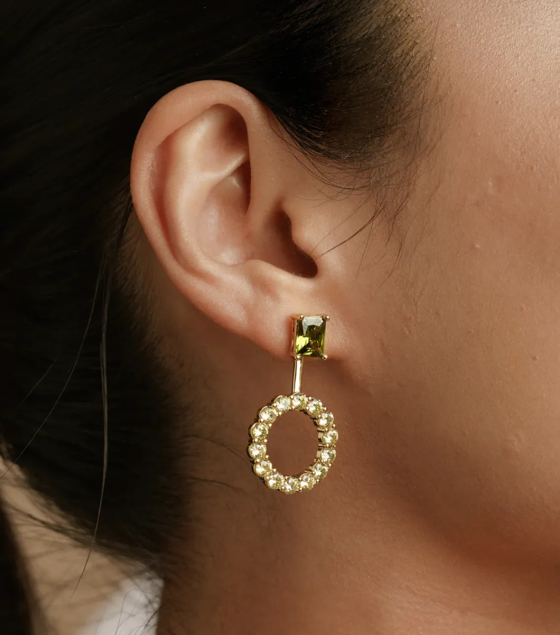 Astrid Peridot Studs with Round Jacket