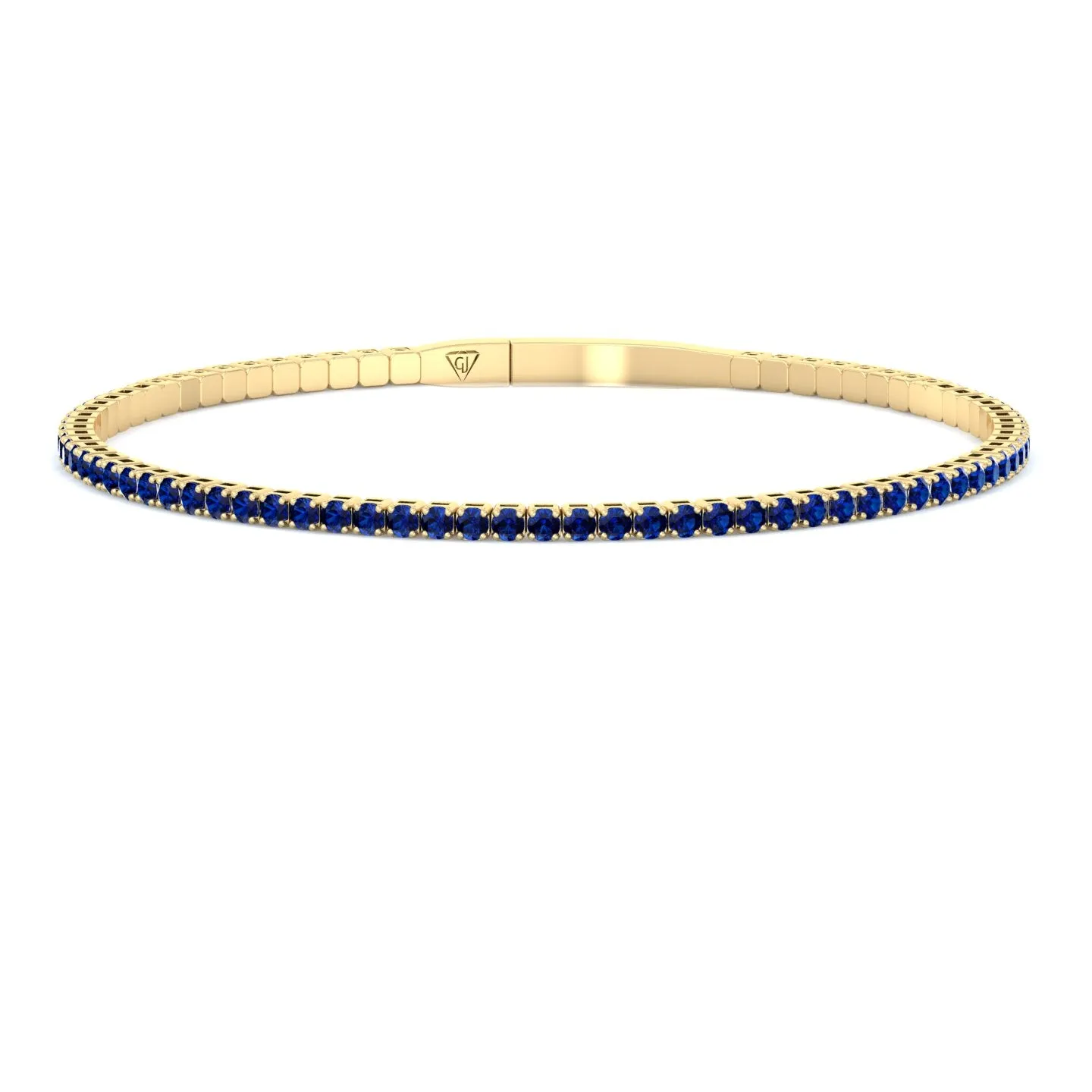 Aurora - Flexible Natural Blue Sapphire Bangle in 14K Solid Gold