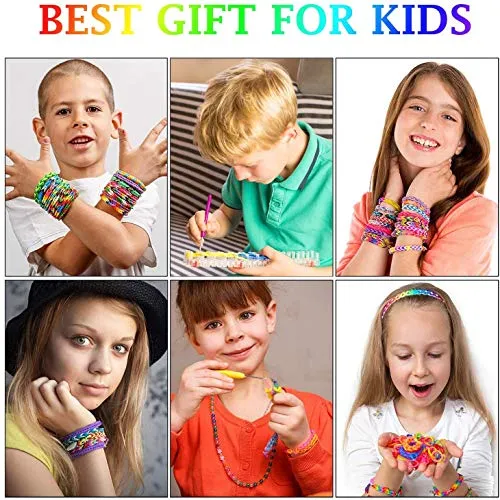 AX19001 Rubber Band Bracelet Kit for Girls Toys - 11700  PCS DIY Bracelet Making Kit Includes 10000  Bands in 28 Colors, 175 Beads, 30 Charms, 5 Tassels, 5 Crochet Hooks, 3 Hair Clips