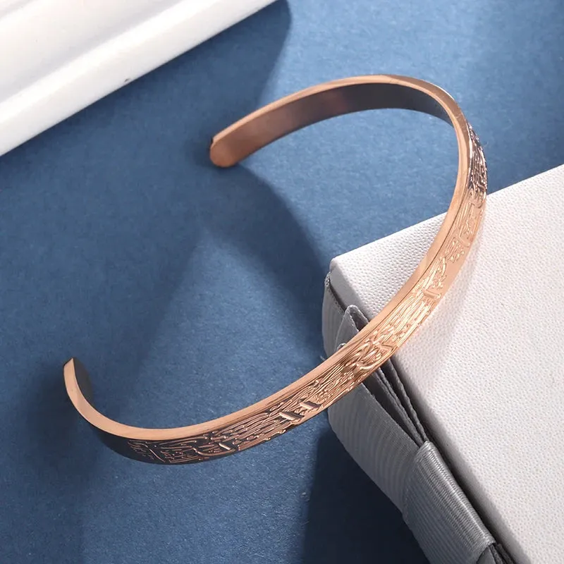 Ayatul Kursi Stainless Steel Bangles Islamic Muslim Quran Verse Cuff Bracelet Men Arabic Calligraphy Messenger Jewelry