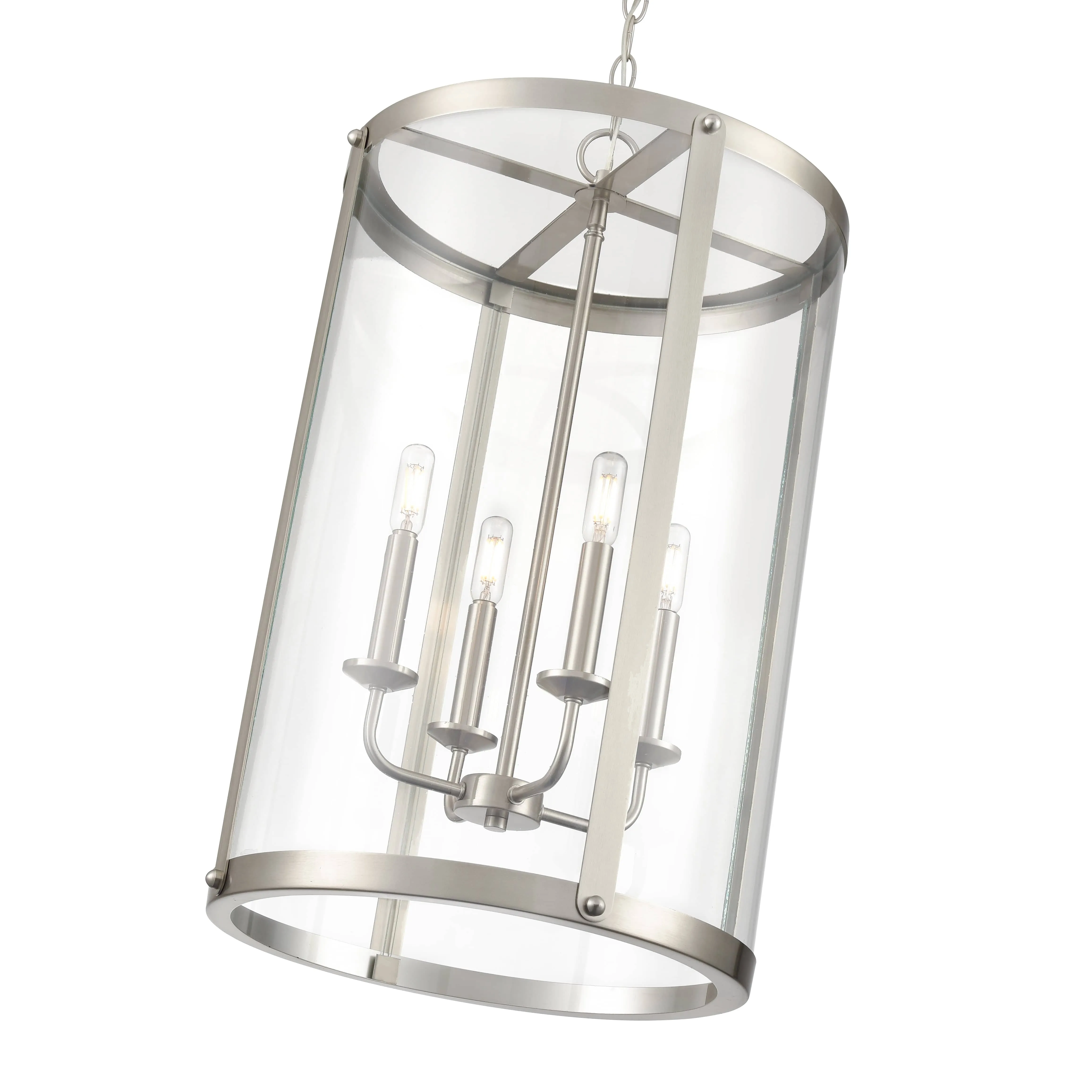 Aydenn Pendant - Brushed Nickel - Clear Glass - 13.75in. Diameter - E12 Candelabra Base