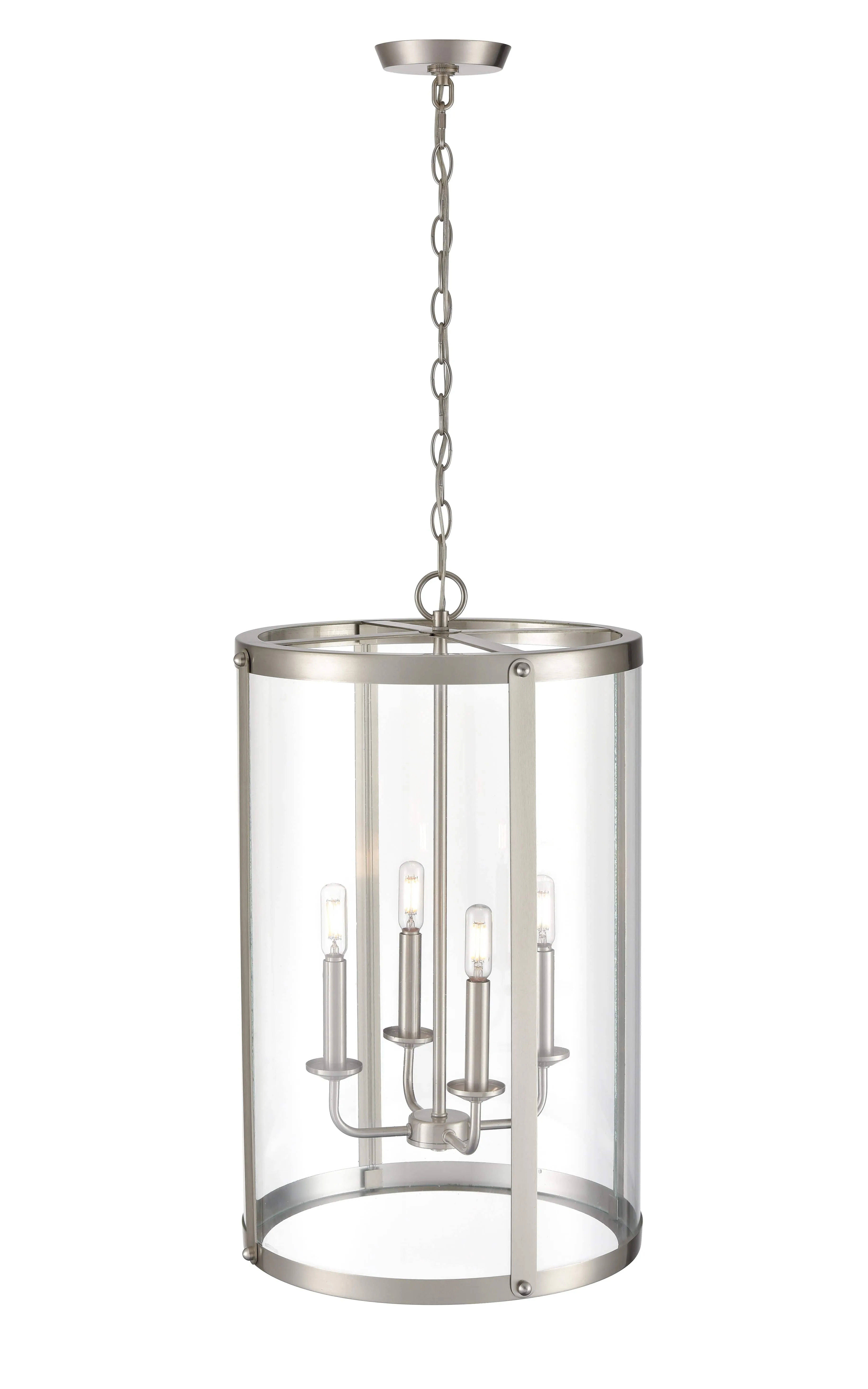 Aydenn Pendant - Brushed Nickel - Clear Glass - 13.75in. Diameter - E12 Candelabra Base