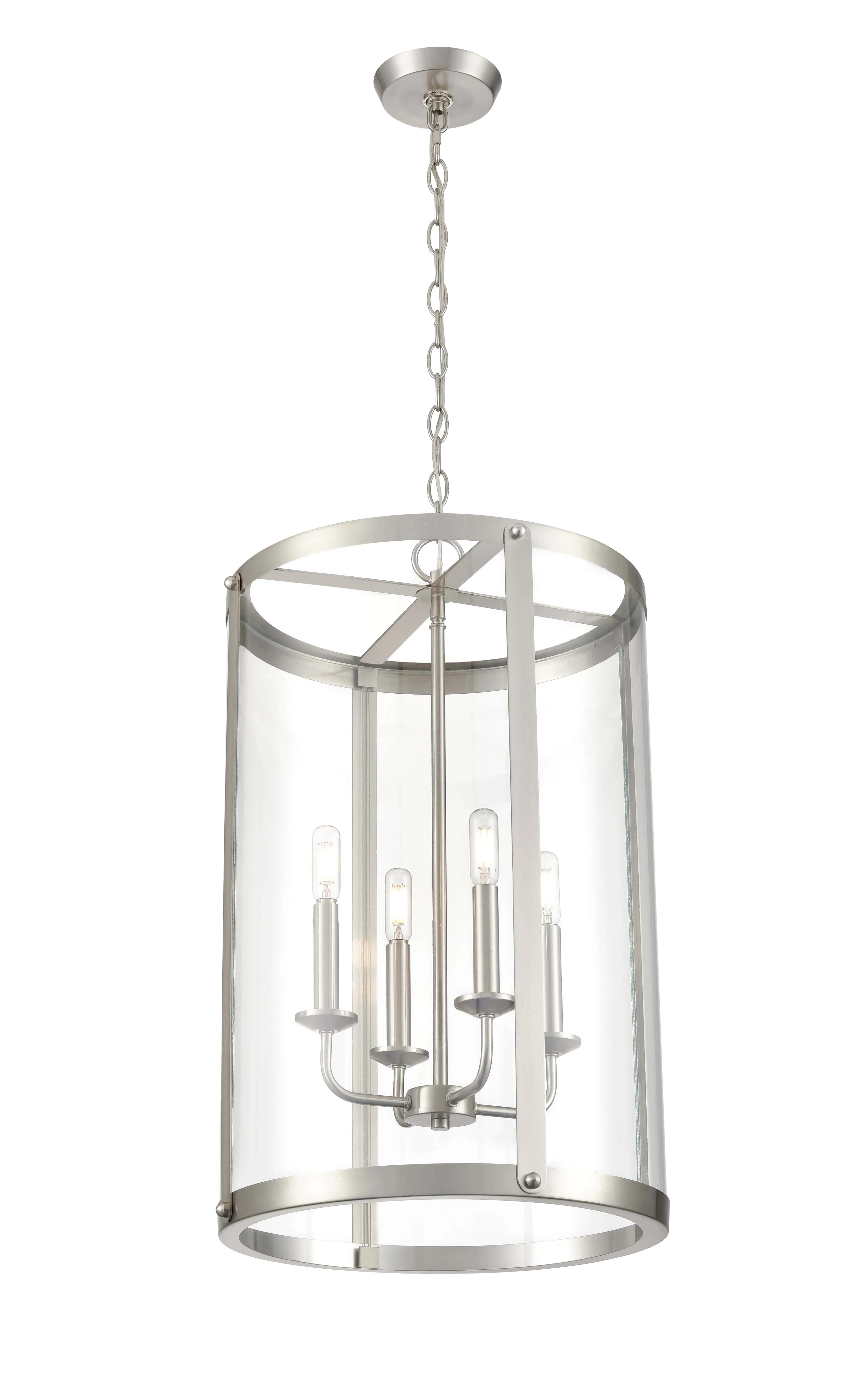 Aydenn Pendant - Brushed Nickel - Clear Glass - 13.75in. Diameter - E12 Candelabra Base