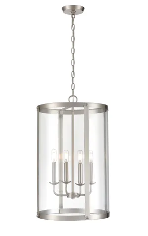 Aydenn Pendant - Brushed Nickel - Clear Glass - 13.75in. Diameter - E12 Candelabra Base