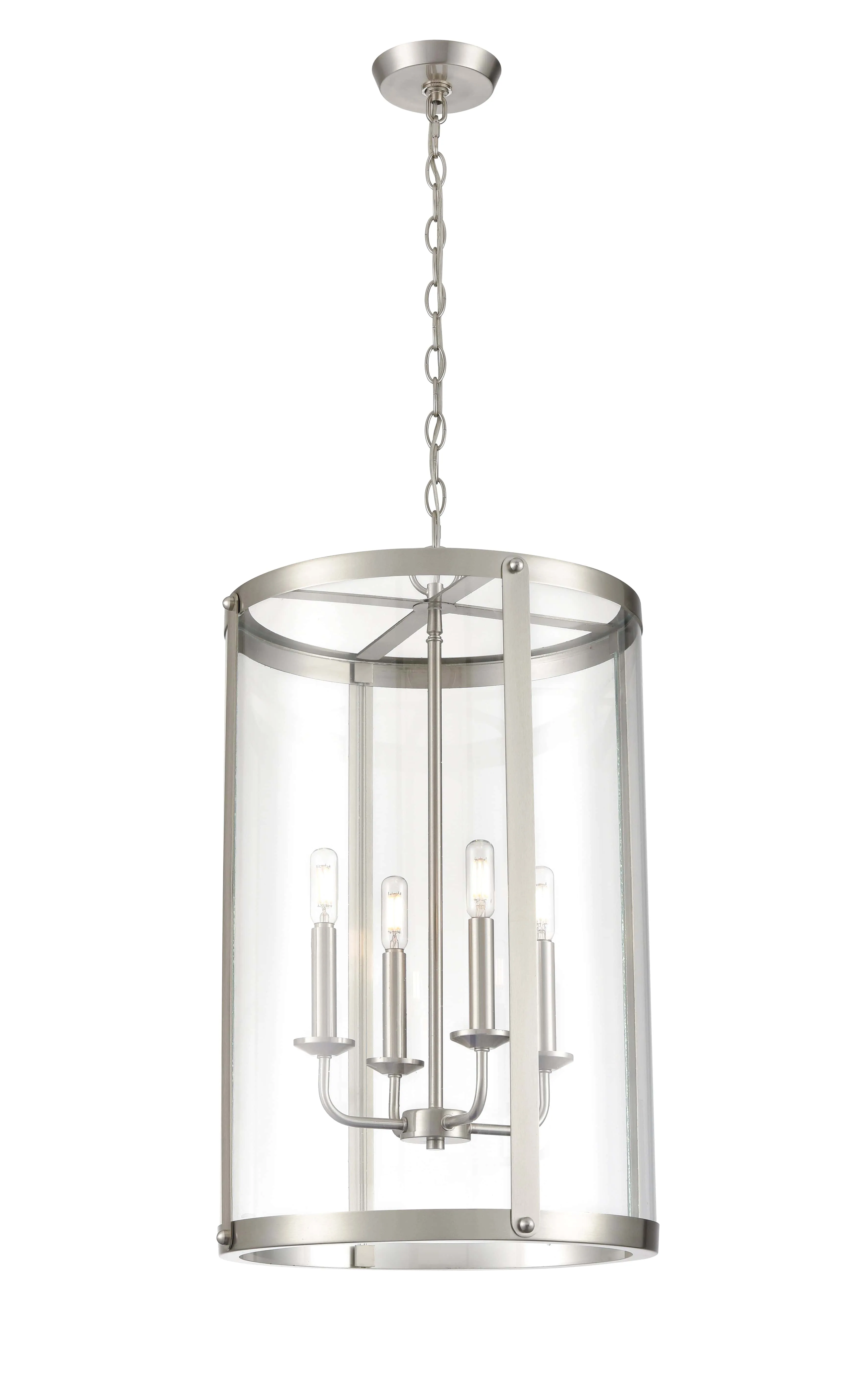 Aydenn Pendant - Brushed Nickel - Clear Glass - 13.75in. Diameter - E12 Candelabra Base