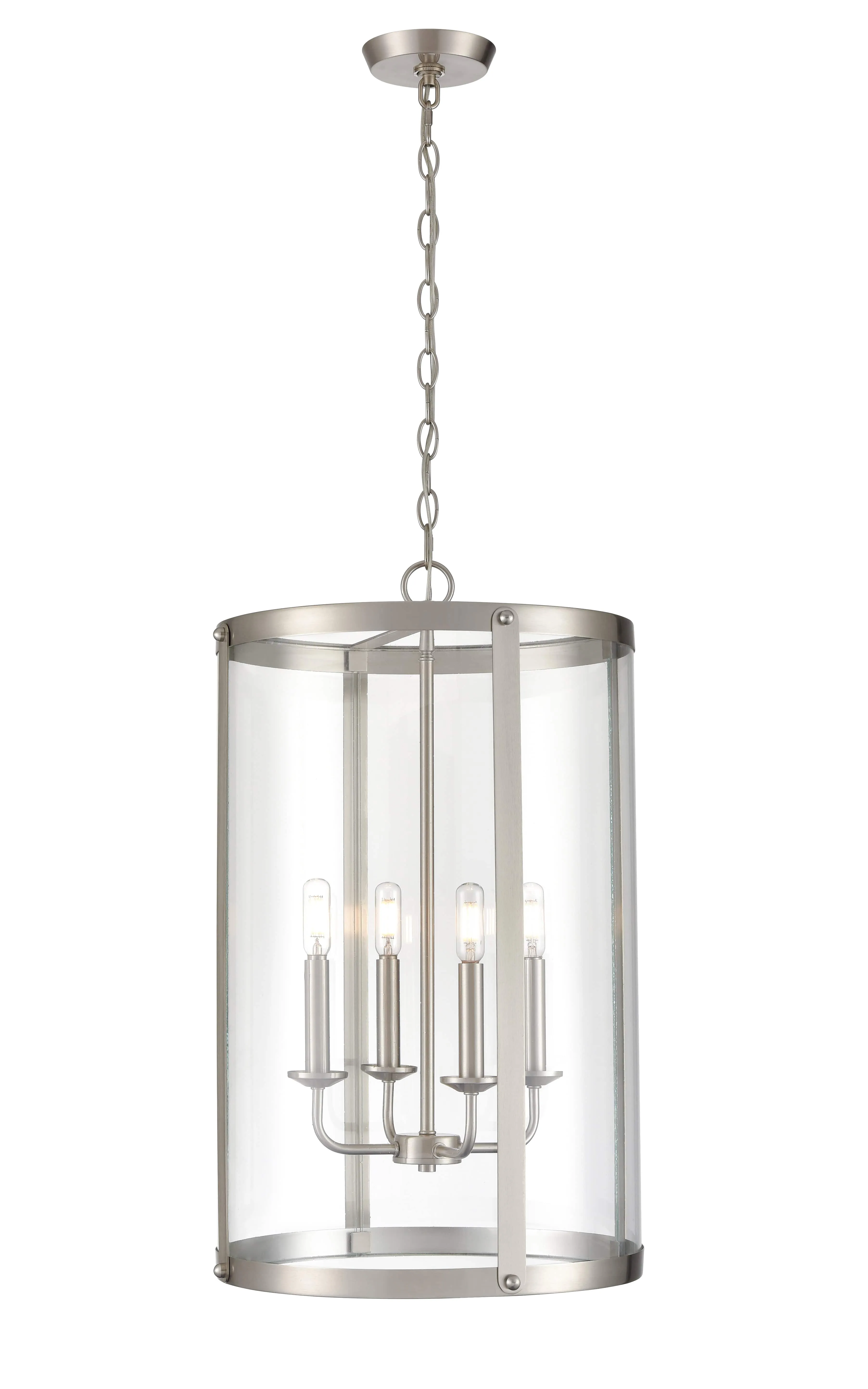Aydenn Pendant - Brushed Nickel - Clear Glass - 13.75in. Diameter - E12 Candelabra Base