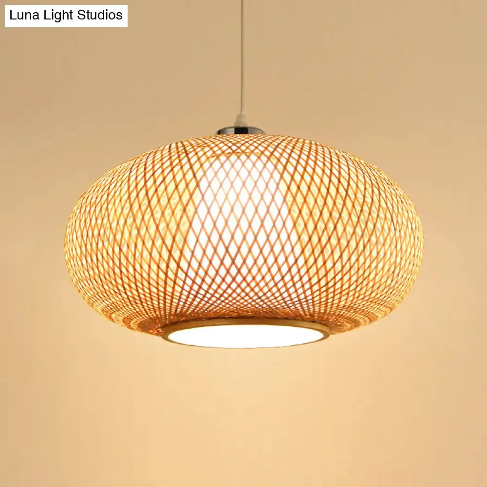 Bamboo Suspension Lighting: Minimalist Drum Pendant Ceiling Light
