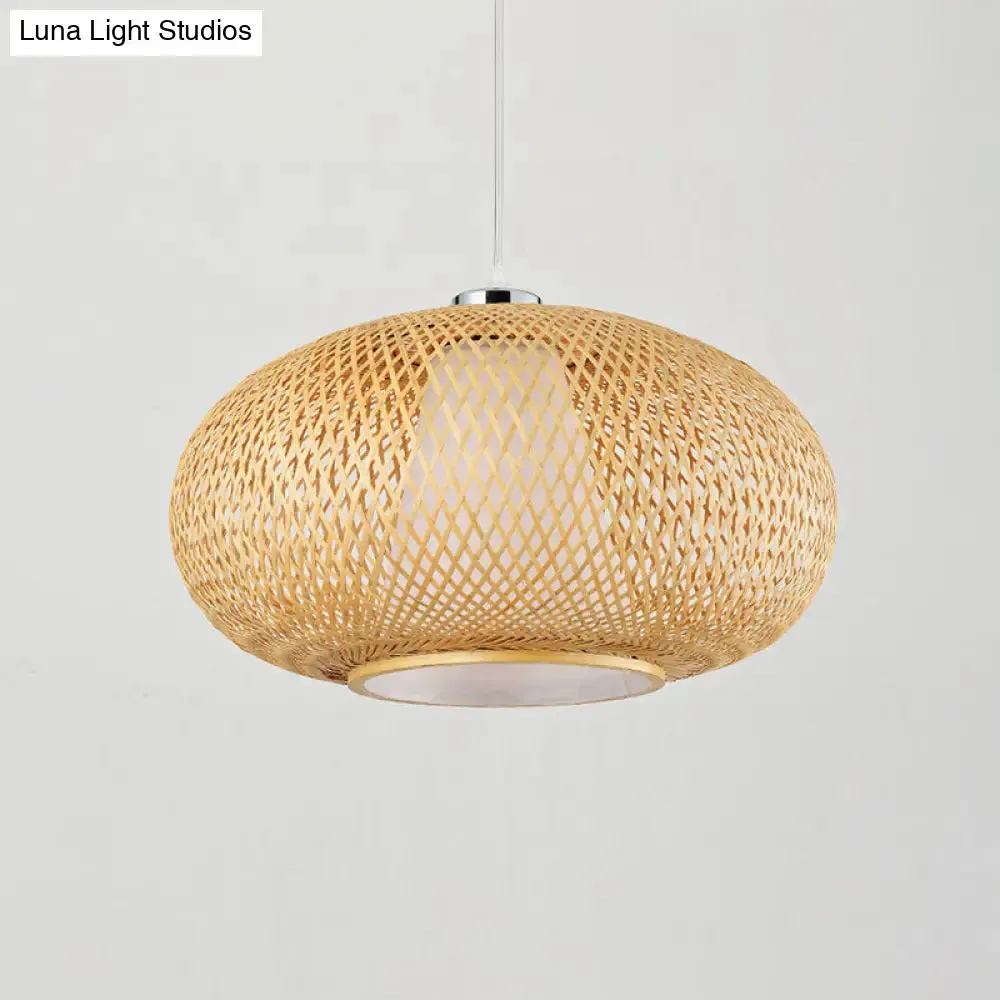Bamboo Suspension Lighting: Minimalist Drum Pendant Ceiling Light