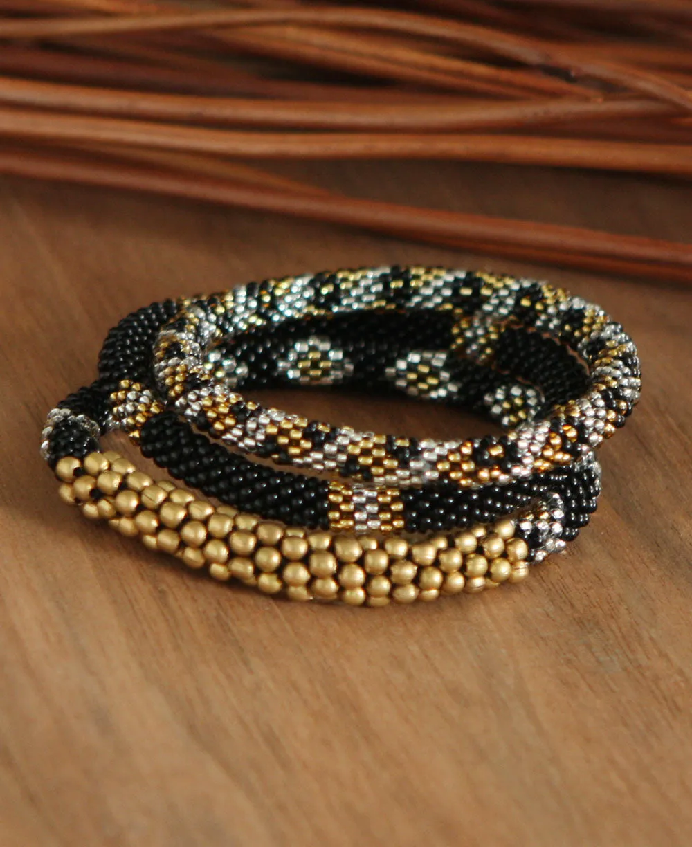 Beaded Roll-On Glam Bracelets, Nepal