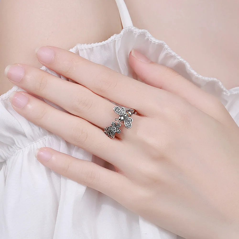 Bee Daisy Rotating Rings Adjustable Fidget Rings for Anxiety Relieving Stress Jewelry Gift for Women