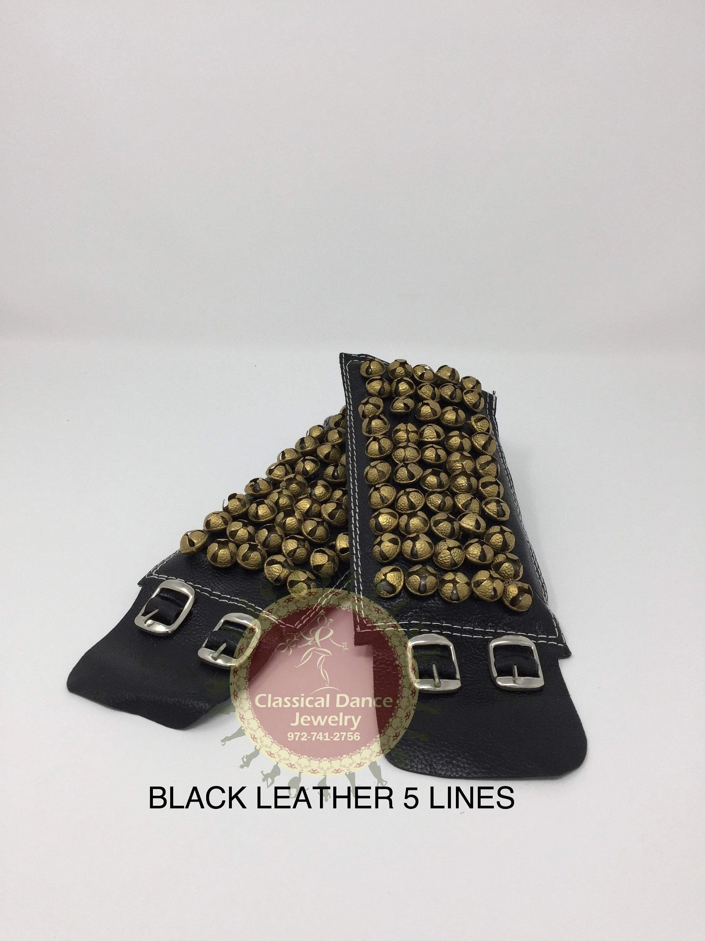 Black Leather | salangai/Ghungroo/anklets /bells/Payal | Bharatnatyam, Kuchipudi, Kathak | Classical Dance Jewelry