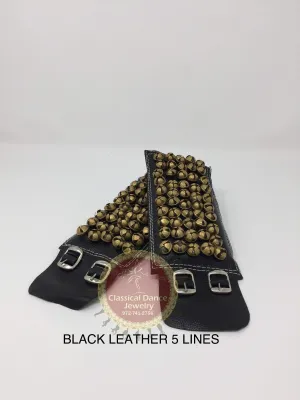 Black Leather | salangai/Ghungroo/anklets /bells/Payal | Bharatnatyam, Kuchipudi, Kathak | Classical Dance Jewelry