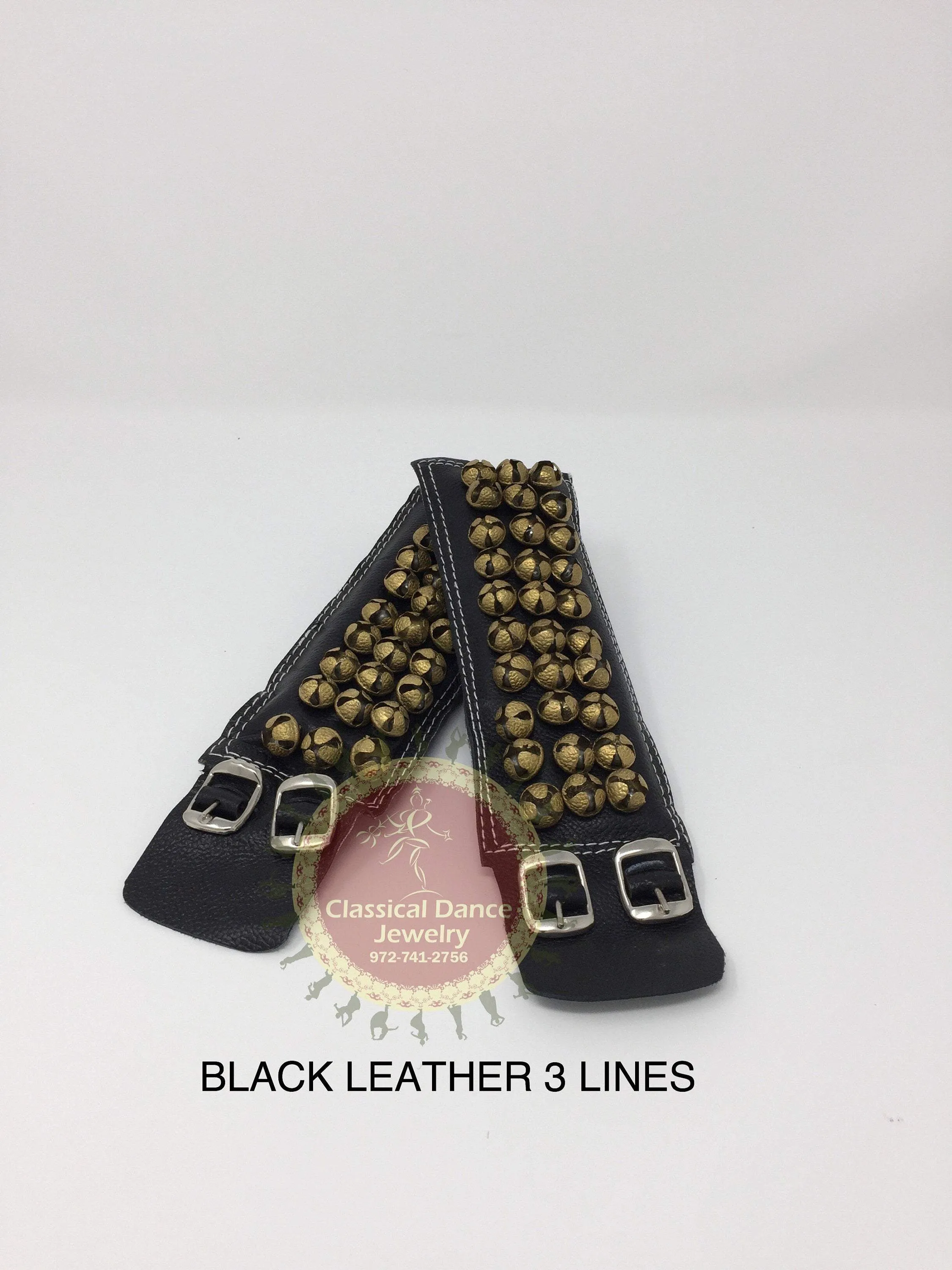 Black Leather | salangai/Ghungroo/anklets /bells/Payal | Bharatnatyam, Kuchipudi, Kathak | Classical Dance Jewelry