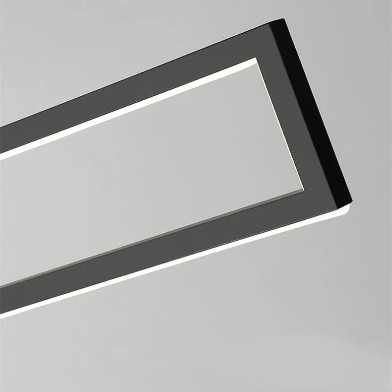 Black Rectangle Metal Kitchen Island LED Chandelier
