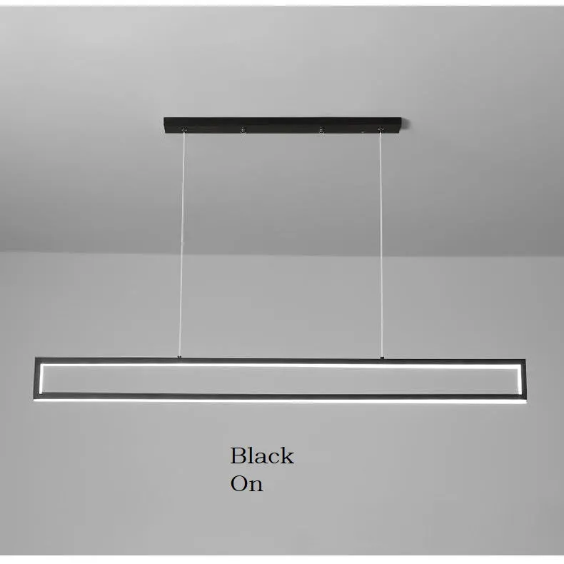 Black Rectangle Metal Kitchen Island LED Chandelier