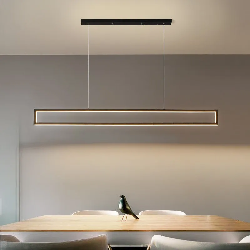 Black Rectangle Metal Kitchen Island LED Chandelier