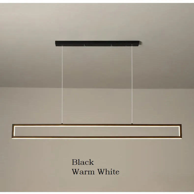 Black Rectangle Metal Kitchen Island LED Chandelier