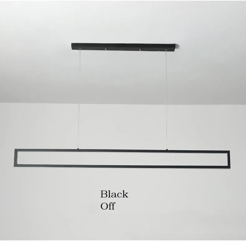 Black Rectangle Metal Kitchen Island LED Chandelier