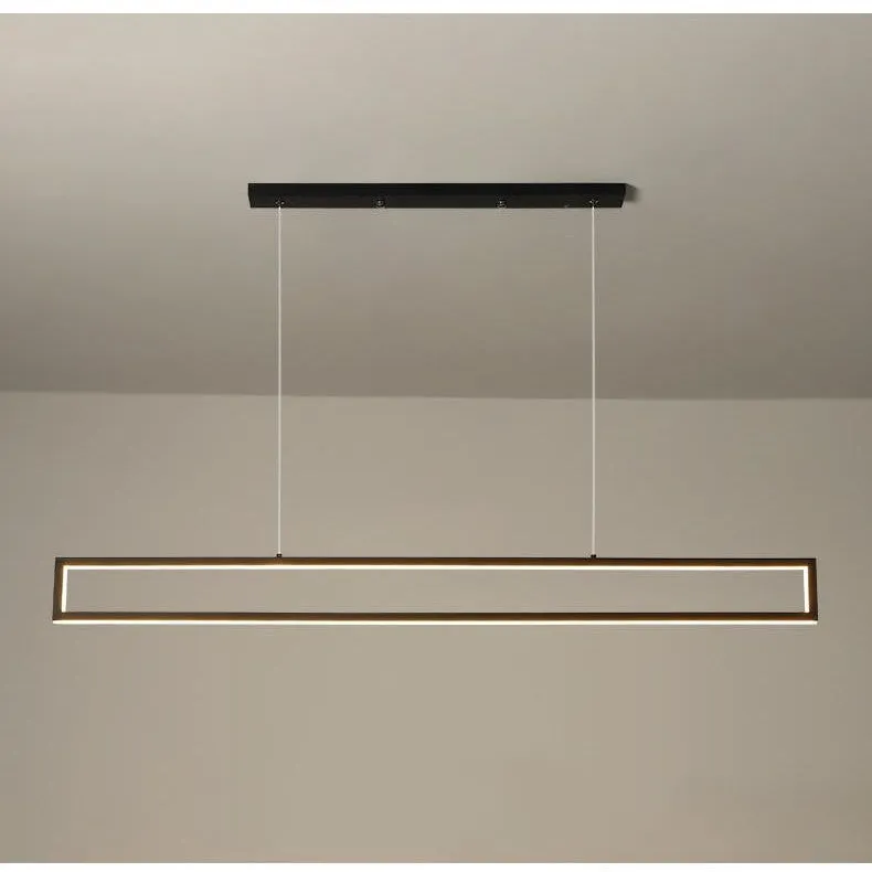 Black Rectangle Metal Kitchen Island LED Chandelier