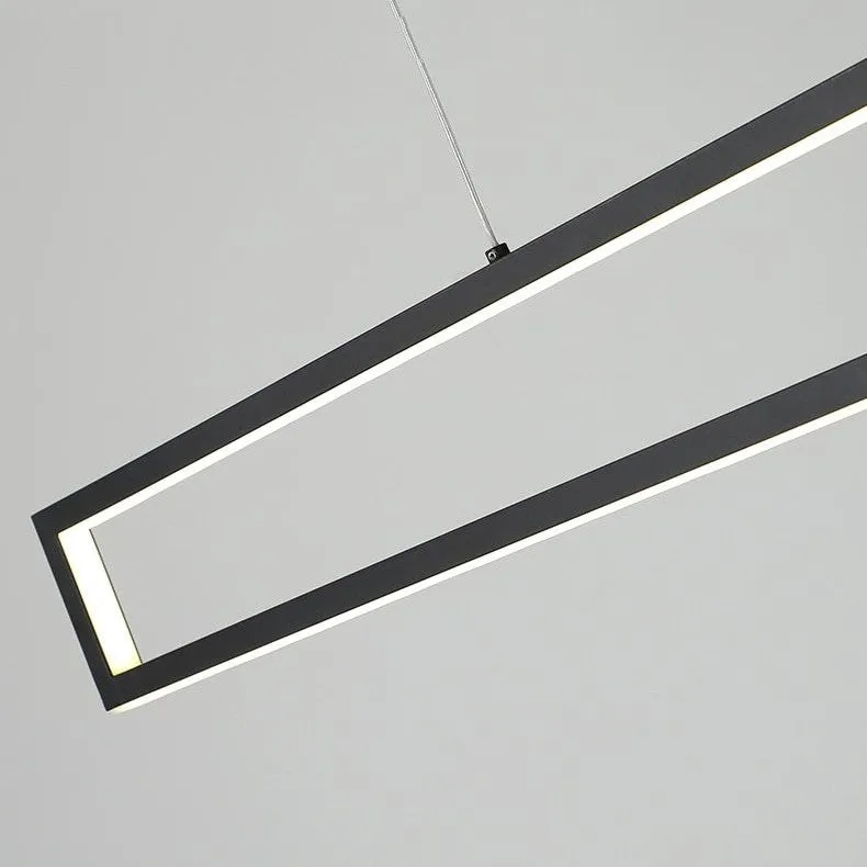 Black Rectangle Metal Kitchen Island LED Chandelier