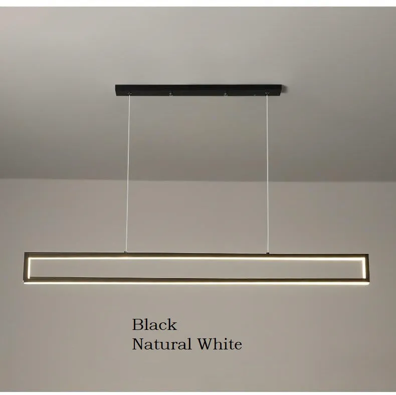 Black Rectangle Metal Kitchen Island LED Chandelier