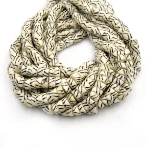 Bone Batik Heishi Beads | White Triple Slash Design | Unique Crafting Supplies