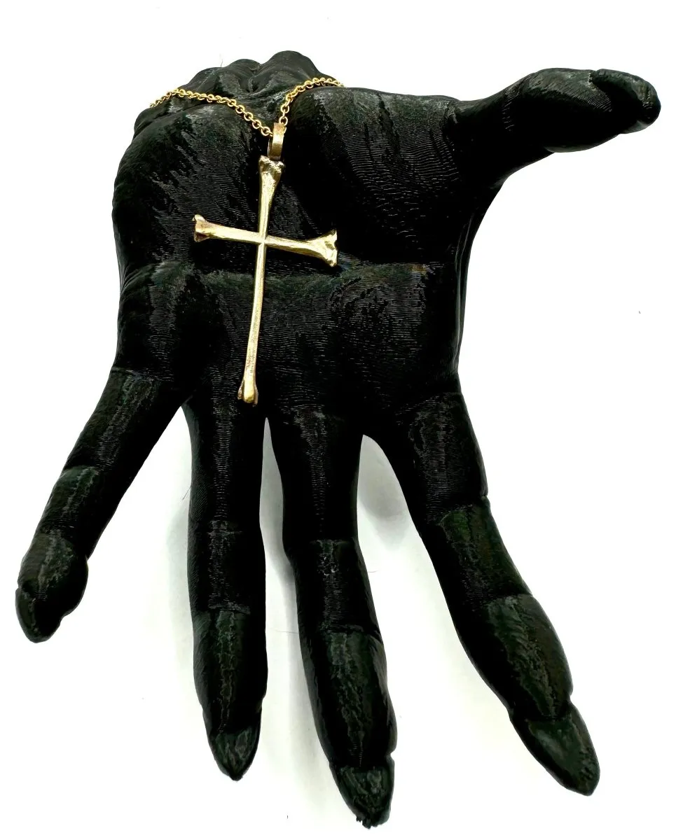 Bone Cross Necklace Polished Bronze