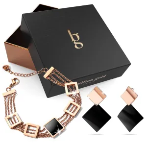 Boxed Glamourous Geometric Earrings and Bracelet Set