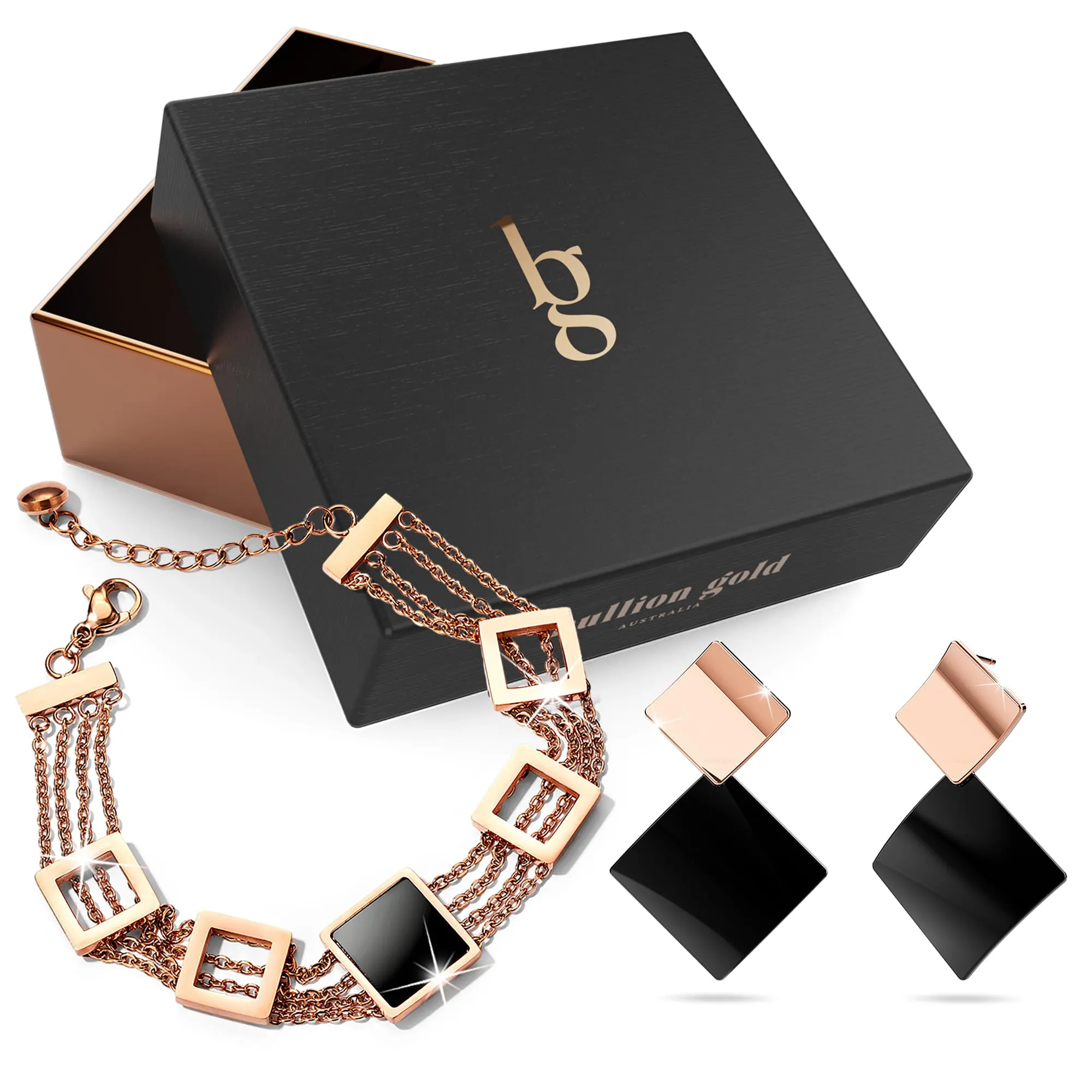 Boxed Glamourous Geometric Earrings and Bracelet Set