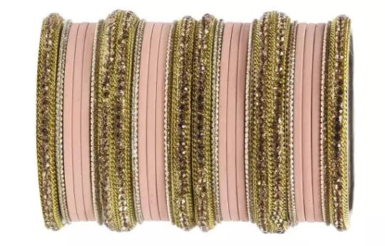 Bridal Kundan Bangles Set Plain Metal Charm Bracelet For Women Indian