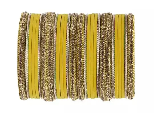 Bridal Kundan Bangles Set Plain Metal Charm Bracelet For Women Indian