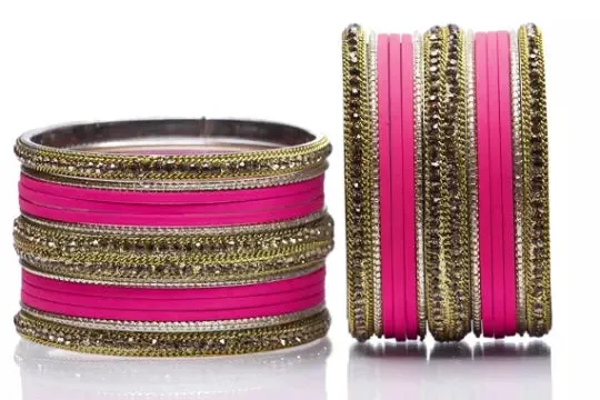 Bridal Kundan Bangles Set Plain Metal Charm Bracelet For Women Indian