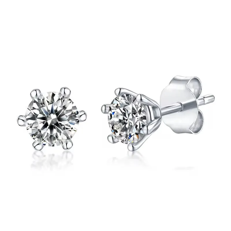 Brilliant Moissanite Diamond Studs – 925 Silver & Platinum Plated