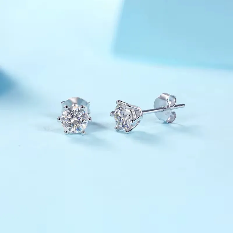 Brilliant Moissanite Diamond Studs – 925 Silver & Platinum Plated