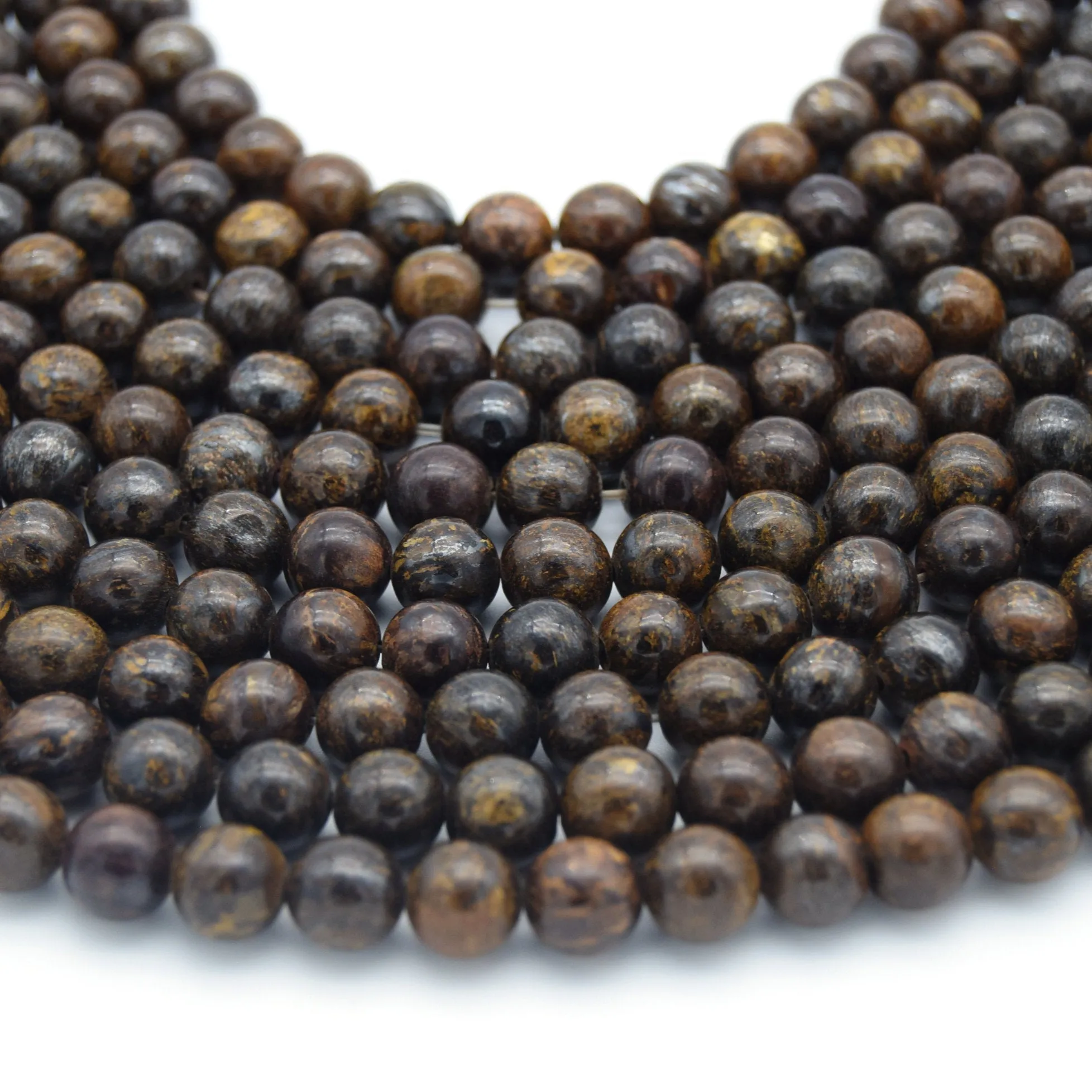 Bronzite Beads | Smooth Round Natural Gemstone Beads - 4mm 6mm 8mm 10mm  12mm Available
